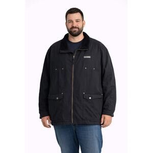 Vintage 2000s Columbia Black Utility Jacket corduroy collar  fleece lining 3X